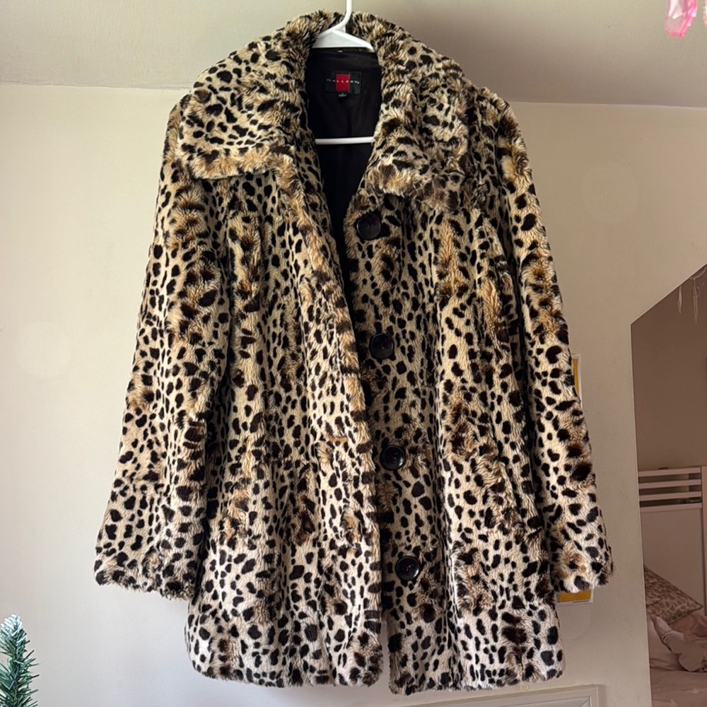 Leopard Print Faux Fur Coat